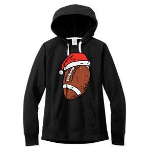 American Football Santa Hat Sports Christmas Xmas Women's Fleece Hoodie