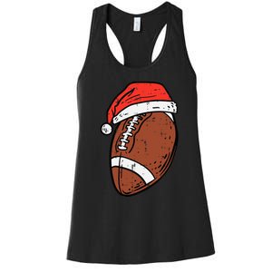 American Football Santa Hat Sports Christmas Xmas Women's Racerback Tank