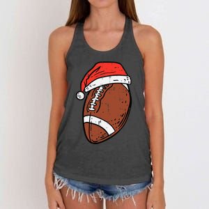 American Football Santa Hat Sports Christmas Xmas Women's Knotted Racerback Tank