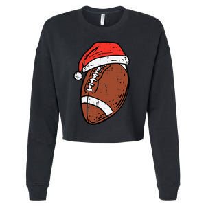 American Football Santa Hat Sports Christmas Xmas Cropped Pullover Crew