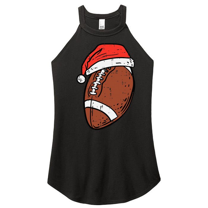 American Football Santa Hat Sports Christmas Xmas Women's Perfect Tri Rocker Tank