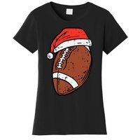 American Football Santa Hat Sports Christmas Xmas Women's T-Shirt