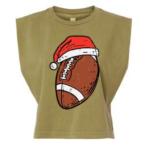 American Football Santa Hat Sports Christmas Xmas Garment-Dyed Women's Muscle Tee