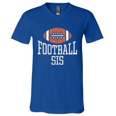 American Football Sis Vintage Gridiron Sports Lover Sister Gift V-Neck T-Shirt