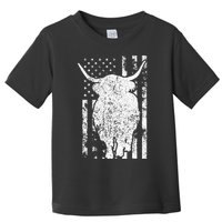 American Flag Scottish Highland Cow For Cattle Farmer Toddler T-Shirt