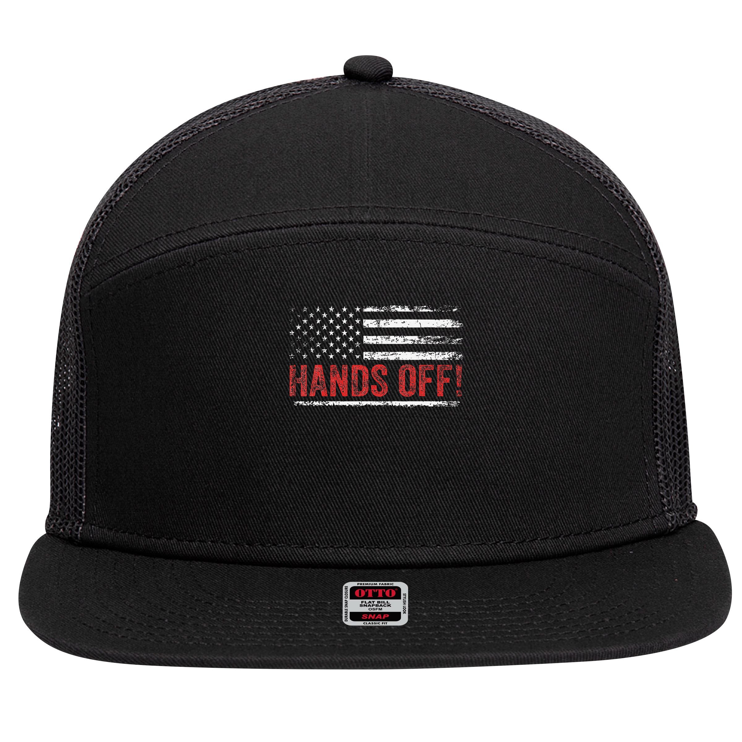 American Flag Shirts Hands Off My Social Security 7 Panel Mesh Trucker Snapback Hat