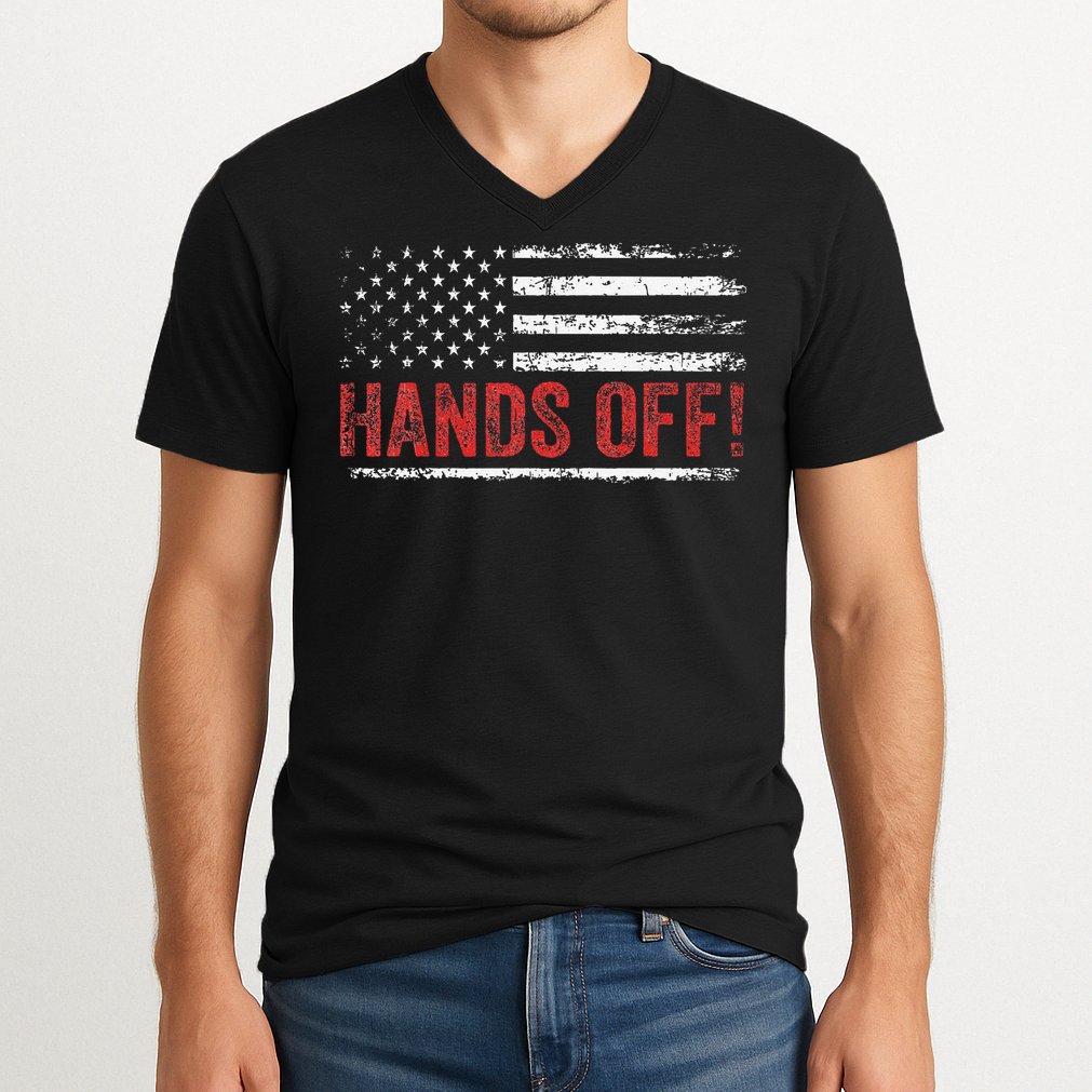 American Flag Shirts Hands Off My Social Security V-Neck T-Shirt