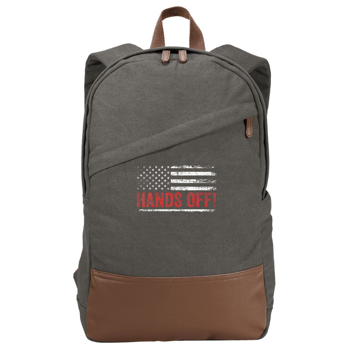 American Flag Shirts Hands Off My Social Security Cotton Canvas Backpack