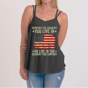 American Flag Support The Country You Live In Women's Strappy Tank