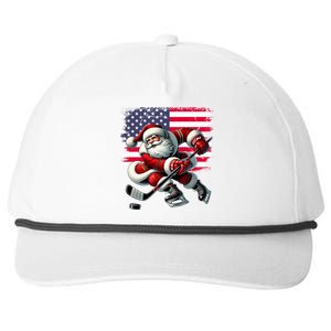 American Flag Santa Hat Ice Hockey Christmas Funny Gift Great Gift Snapback Five-Panel Rope Hat