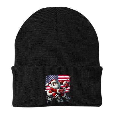 American Flag Santa Hat Ice Hockey Christmas Funny Gift Great Gift Beanie