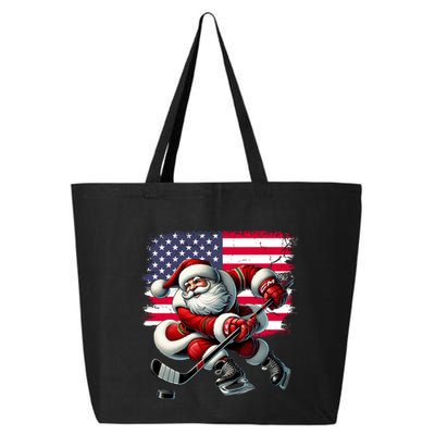 American Flag Santa Hat Ice Hockey Christmas Funny Gift Great Gift 25L Jumbo Tote