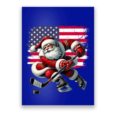 American Flag Santa Hat Ice Hockey Christmas Funny Gift Great Gift Poster