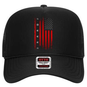 American Flag Soccer Apparel Soccer High Crown Mesh Back Trucker Hat