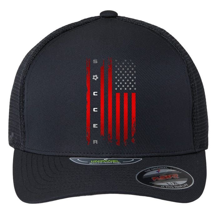 American Flag Soccer Apparel Soccer Flexfit Unipanel Trucker Cap