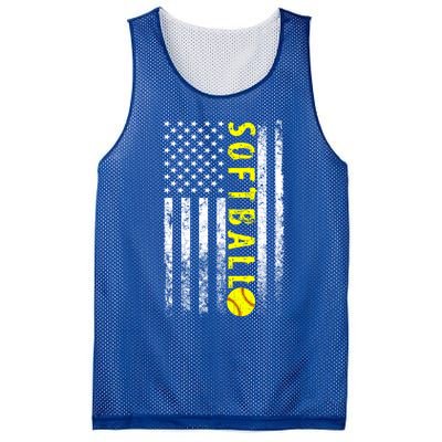 American Flag Softball Funny Gift Vintage Softball Gift Cute Gift Mesh Reversible Basketball Jersey Tank