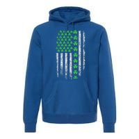 American Flag St Patricks Day Vintage Shamrock Gift Premium Hoodie