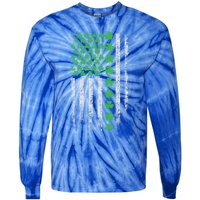 American Flag St Patricks Day Vintage Shamrock Gift Tie-Dye Long Sleeve Shirt