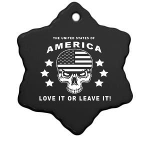 American Flag Skull Love It Or Leave Usa Ceramic Star Ornament