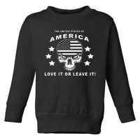 American Flag Skull Love It Or Leave Usa Toddler Sweatshirt