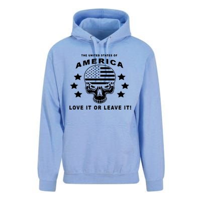 American Flag Skull Love It Or Leave Usa Unisex Surf Hoodie