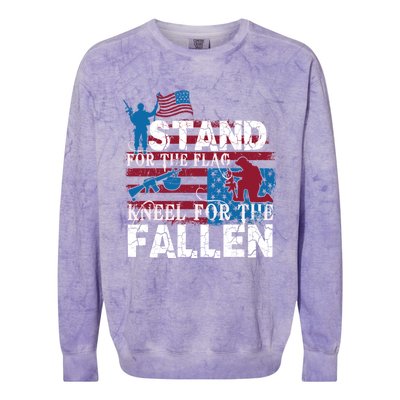 American Flag Stand For The Flag Knees For The Fallen Great Gift Colorblast Crewneck Sweatshirt