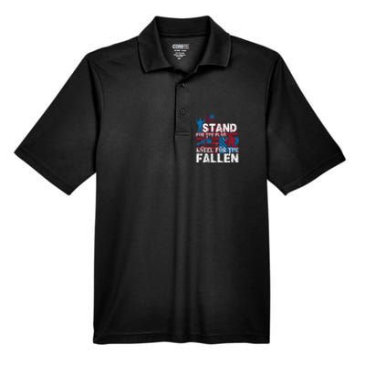 American Flag Stand For The Flag Knees For The Fallen Great Gift Men's Origin Performance Pique Polo