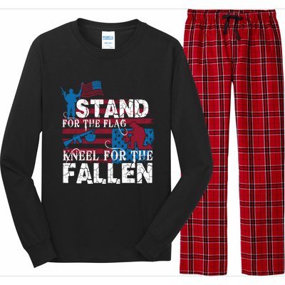 American Flag Stand For The Flag Knees For The Fallen Great Gift Long Sleeve Pajama Set