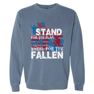 American Flag Stand For The Flag Knees For The Fallen Great Gift Garment-Dyed Sweatshirt