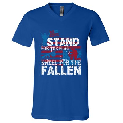 American Flag Stand For The Flag Knees For The Fallen Great Gift V-Neck T-Shirt