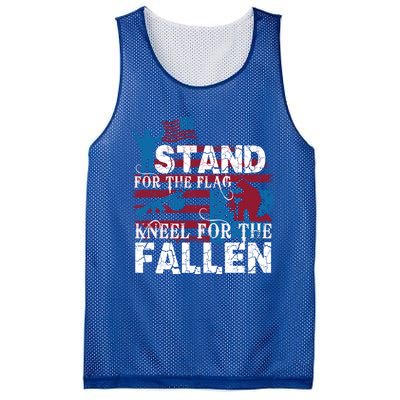 American Flag Stand For The Flag Knees For The Fallen Great Gift Mesh Reversible Basketball Jersey Tank