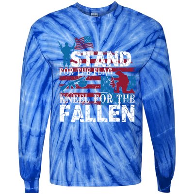 American Flag Stand For The Flag Knees For The Fallen Great Gift Tie-Dye Long Sleeve Shirt