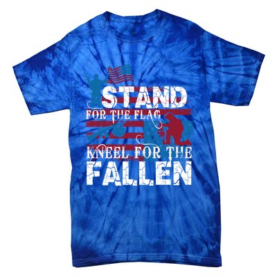 American Flag Stand For The Flag Knees For The Fallen Great Gift Tie-Dye T-Shirt