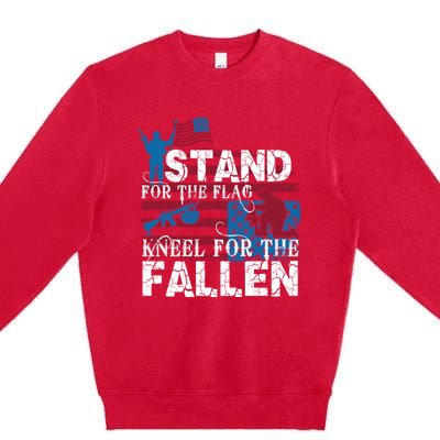 American Flag Stand For The Flag Knees For The Fallen Great Gift Premium Crewneck Sweatshirt