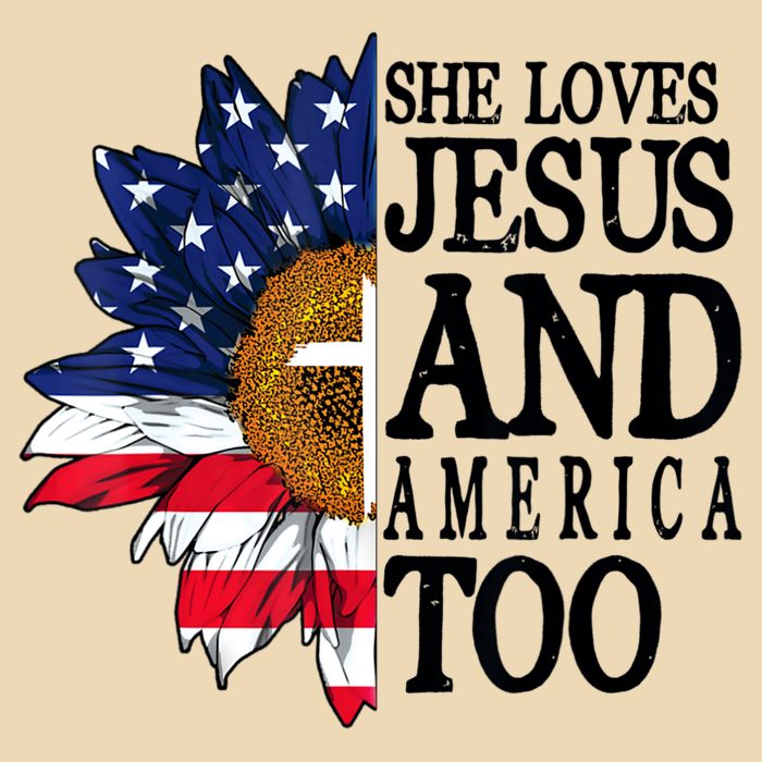 American Flag Sunflower She Loves Jesus And America Too Zip Tote Bag