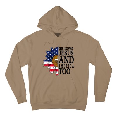 American Flag Sunflower She Loves Jesus And America Too Hoodie