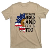 American Flag Sunflower She Loves Jesus And America Too T-Shirt