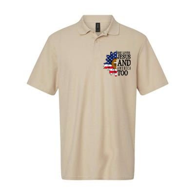 American Flag Sunflower She Loves Jesus And America Too Softstyle Adult Sport Polo