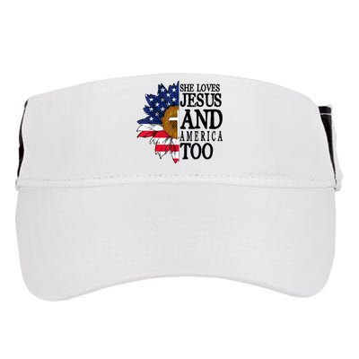American Flag Sunflower She Loves Jesus And America Too Adult Drive Performance Visor