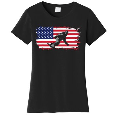 American Flag Snowboard Apparel Snowboarding Snowboard Women's T-Shirt