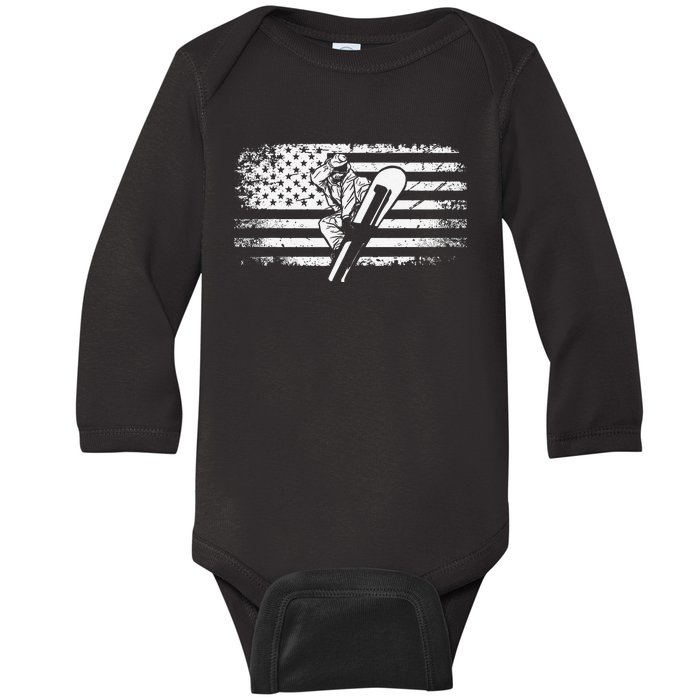 American Flag Snowboard Apparel Snowboarding Snowboard Baby Long Sleeve Bodysuit