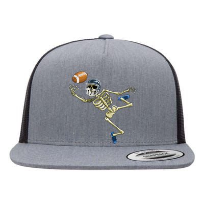 American Football Skeleton Halloween Men Football Fan Flat Bill Trucker Hat