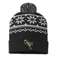 American Football Skeleton Halloween Men Football Fan USA-Made Snowflake Beanie