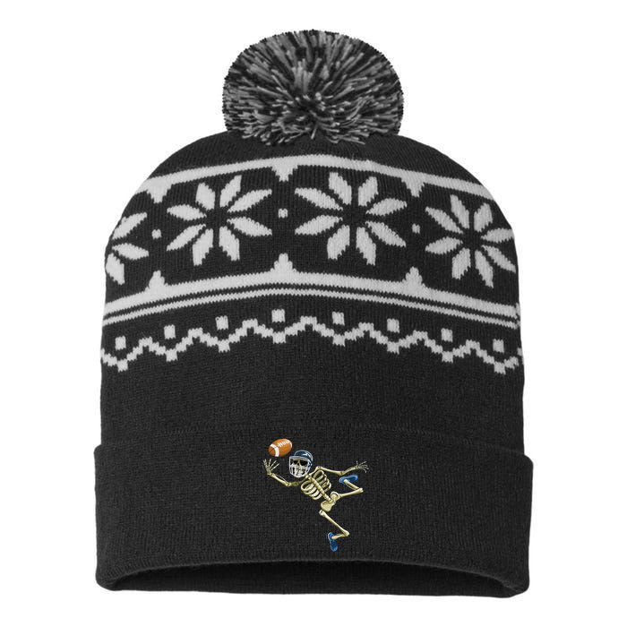 American Football Skeleton Halloween Men Football Fan USA-Made Snowflake Beanie