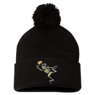 American Football Skeleton Halloween Men Football Fan Pom Pom 12in Knit Beanie