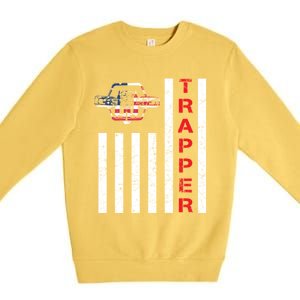 American Flag Trapping Gift For Trappers And Hunters Premium Crewneck Sweatshirt