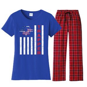 American Flag Trapping Gift For Trappers And Hunters Women's Flannel Pajama Set