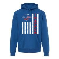 American Flag Trapping Gift For Trappers And Hunters Premium Hoodie