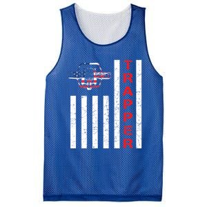 American Flag Trapping Gift For Trappers And Hunters Mesh Reversible Basketball Jersey Tank