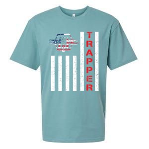 American Flag Trapping Gift For Trappers And Hunters Sueded Cloud Jersey T-Shirt